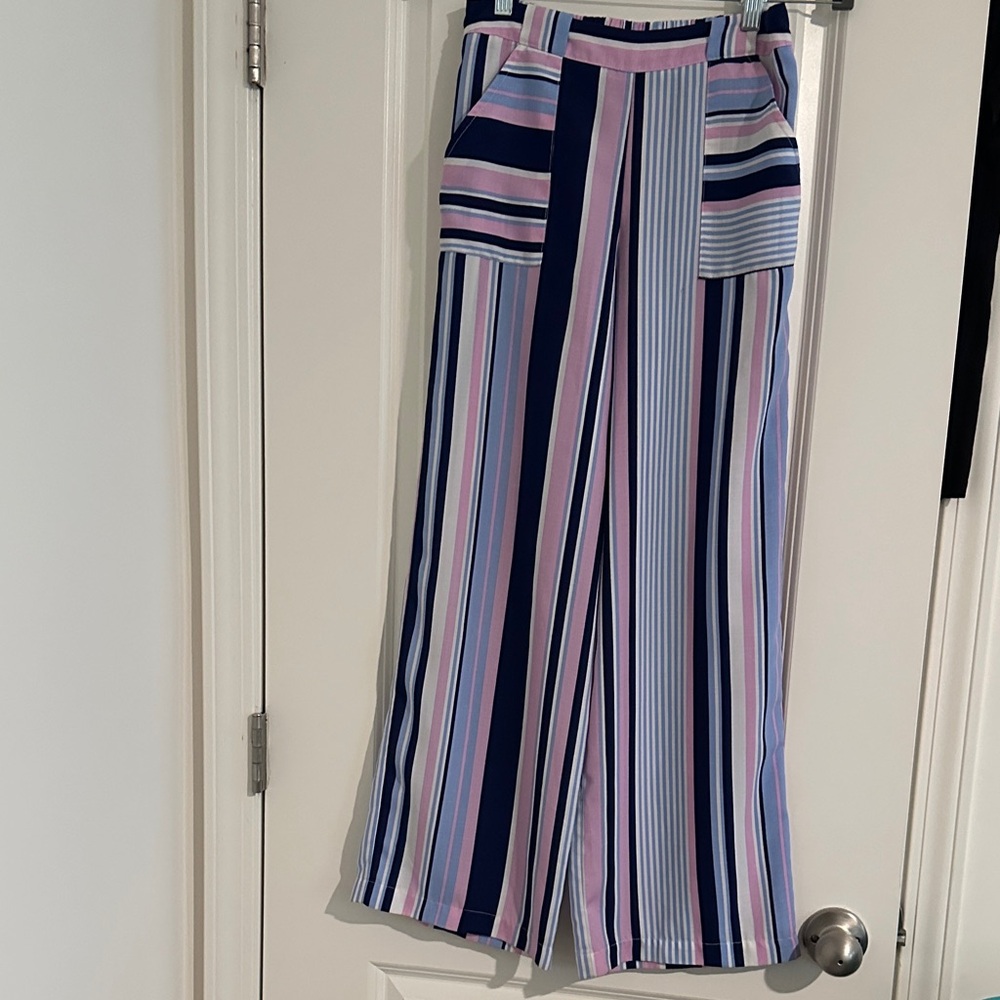 Striped Multicolor Wide-Leg Pants